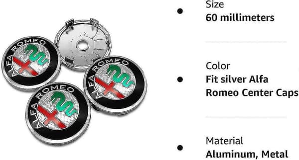 Mkk 4-pack Silver 60mm/2,36 tum Passar Alfa Romeo Hjulcentrum Navkapslar, navkapslar Logotypskydd Yalo