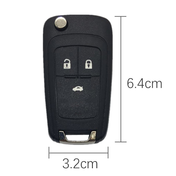 3-knaps bilnøglehus til Buick/Opel/Chevrolet Sort