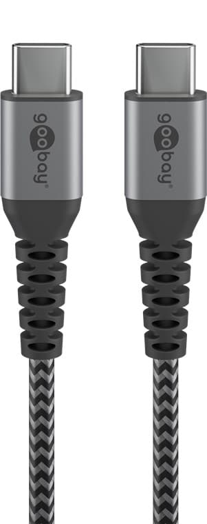 USB-C™ til USB-C™ tekstilkabel med metallkontakter 0,5 m