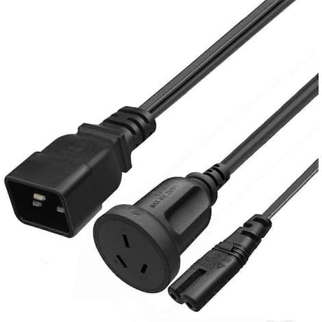 Y-splitter strømkabel IEC 320 C20 til C7+AU, 250V, han C20 16A