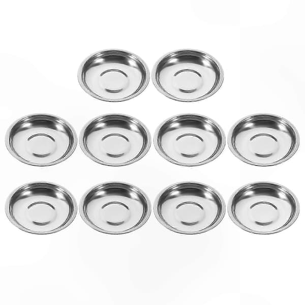 10 Stykker Små Runde Rustfri Stålplader til Sovser og Appetizers (10 cm Diameter)