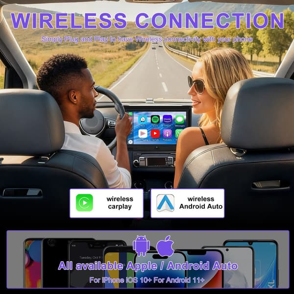 Trådløs CarPlay-adapter - Sort: Kablet til trådløs CarPlay-konverter til smart bilforbindelse