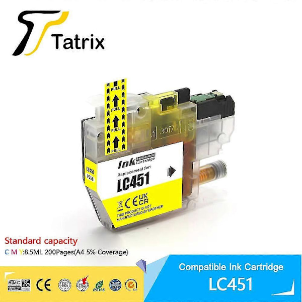 Højkvalitets Tatrix Standard Kapacitet Lc451 Lc 451 Kompatibel Blækpatron Til Brother Dcp-j1050dw,dcp-j1140dw,mfc-j1010dw Printer