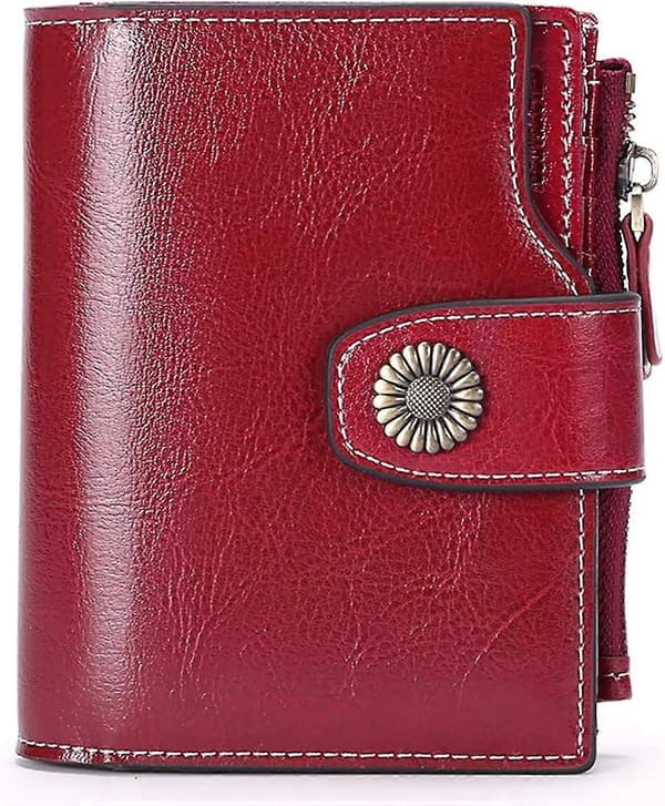 Liten Damplånbok Äkta Läder RFID-skyddad Bifold Liten Börs