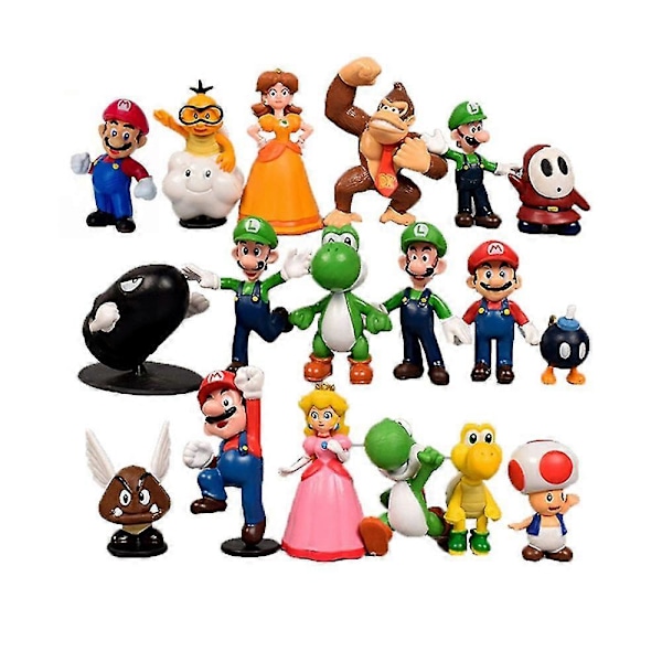 18-dels Super Mario Actionfigur Leksaks Dekorationer Presenter