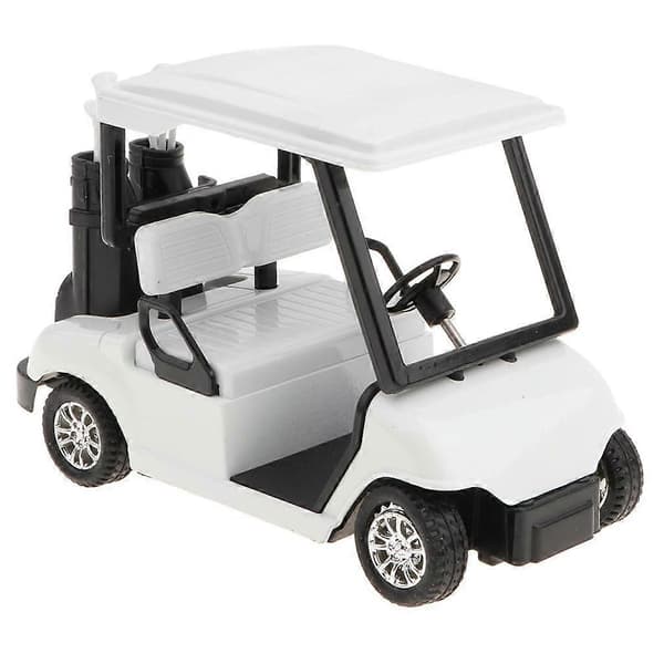 1:20 Skala Mini Legering Træk Tilbage Golfvogn med Køller Die-Cast Model Legetøj Hvid