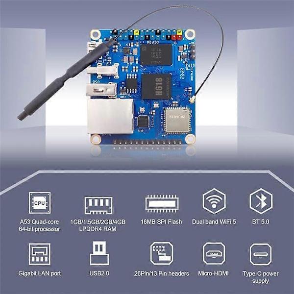 Orange Pi Zero 3 -kehityskortin laajennuskortti H618 WiFi5+BT 5.0 Android 12 Debian12 Ubu -käyttöjärjestelmille