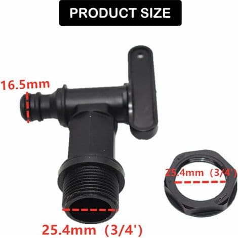 Plasttankkran, vanntankadapter, tankkranmontering, regnvannstankkran for regnvannsoppsamler, drivstofftank for regnvannsoppsamler