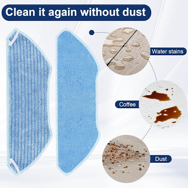 Replacement Mop Cloths Compatible with Lefant M1/M2/M2 Pro/M2S/M2S Pro Robot Vacuum Cleaner, 6-pack