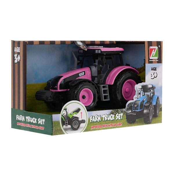 Interaktiv rosa traktor med lyd og LED-lys for barn