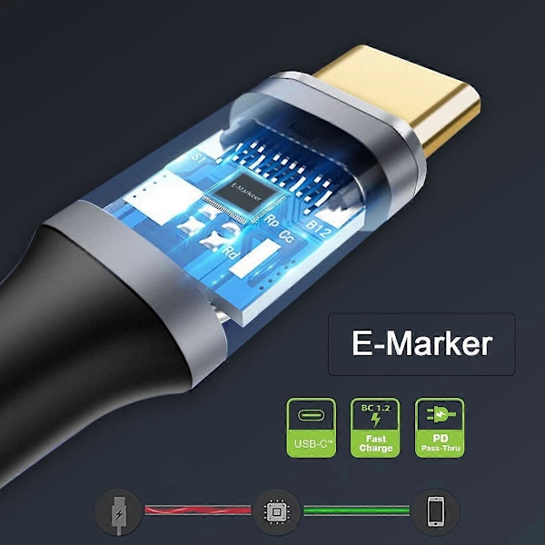 Type A UC-064-LP-2.0M 90 Graders Lavprofil Vinklet USB3.1 Type-C Hann til Hann 10Gbps Datakabel