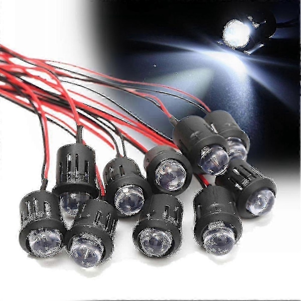 10 st/set 12V 10mm Förkopplade Konstanta LED Ultra Ljusa Vattenklara Glödlampor Kabel 20cm Förkopplad LED Ay