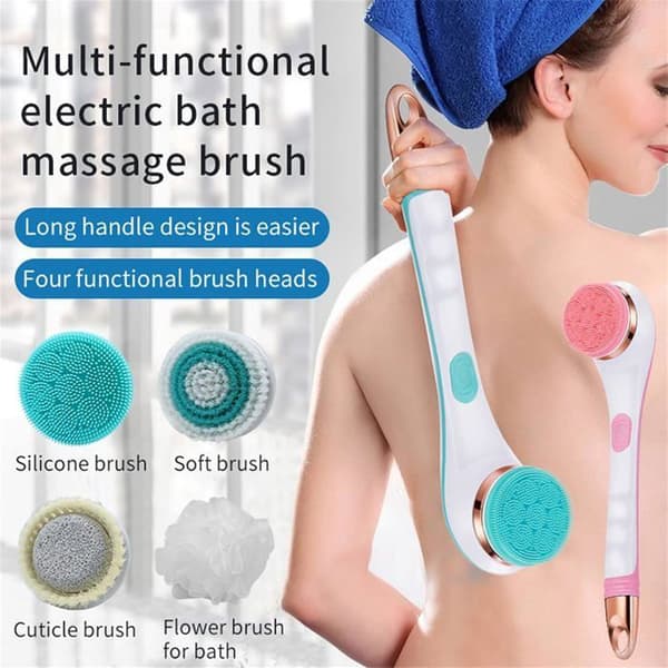 Elektrisk kropsbørste med USB-opladning, perfekt til eksfoliering og massage, langskaftet børste