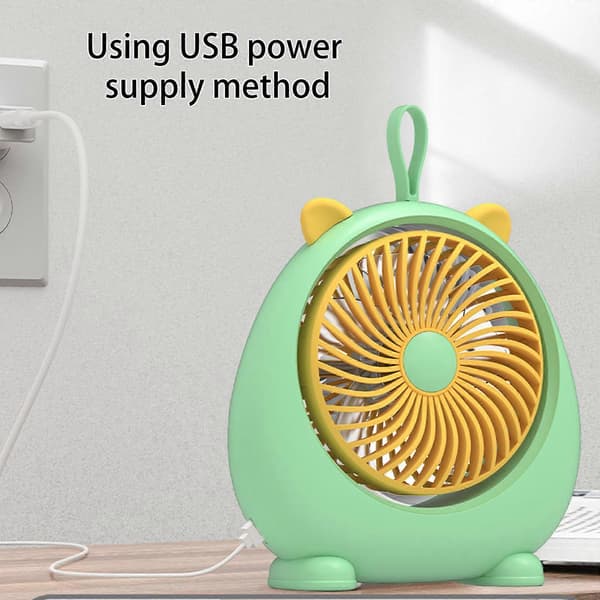Bordventilator Støjsvag Ventilator Studenterkollegium Kontor Mini Ventilator USB Genopladelig Ventilator - FARVE: GN