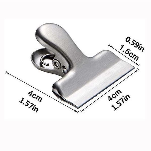 1.5'' 10 stk. Taskeklips i rustfrit stål, stramt greb
