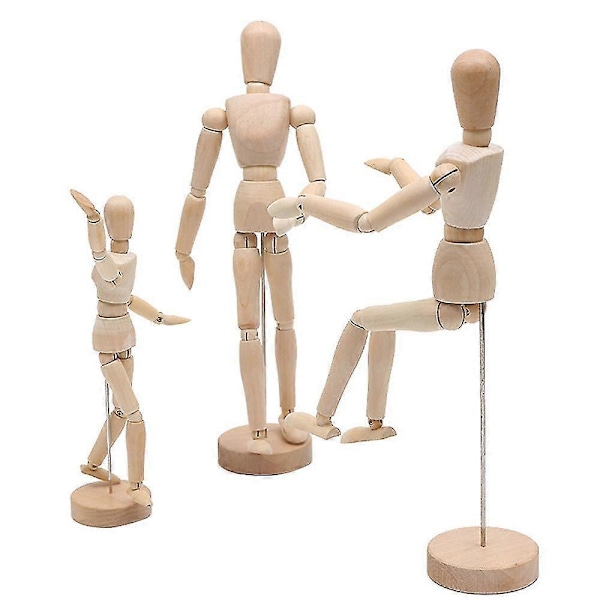 Tre Mannequiner for tegning av mannlig og kvinnelig menneskekropp med stativ - Fleksible ledd Kunstnermannequin Tremodell