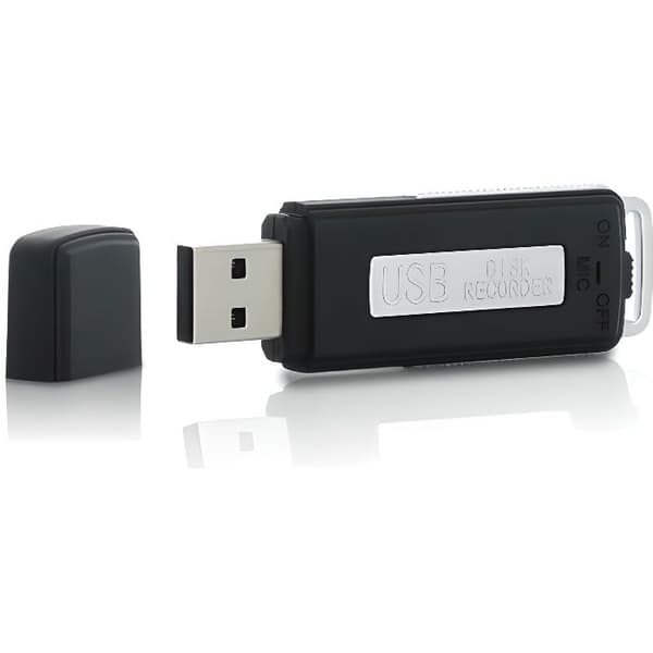 Spion USB-flashdrev med indbygget mikrofon - Enkeltsidet USB-interface - 4GB - 75 timers optagelse - Sort