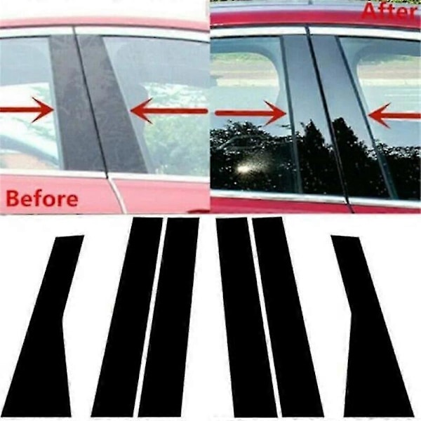 För Jeep Cherokee KL 2014-2019 2020 2022 2023 Blank Pianolack Svart Bil Dörr Fönster Stolpe Center Post Trim Dekaler Auto Styling