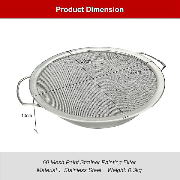 Färg Silduk Mesh Rostfritt Stål Färg Emulsion Honung Tratt Filterlock Filterverktyg Produkt 60