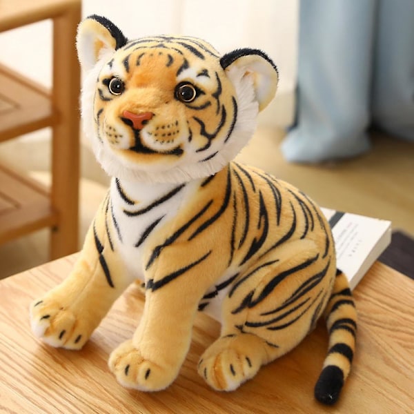 Plush Tiger Leksak Fylld Djur Plysch Katt Tiger Berättelse Leksak Söt Livsliknande Tiger Fylld Djur Pojke Baby Kramar Tiger (10.6 tum, Gul Tiger)