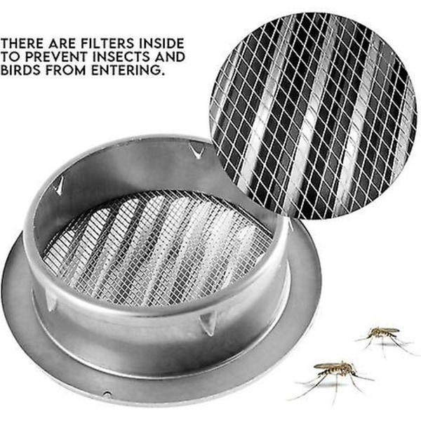 Rustfrit Stål Luftventilationskugle Tykk Ventilationsgitter Væghængt Emhætte Udstødningsdæksler Badeværelse Køkkenventiler (200mm)