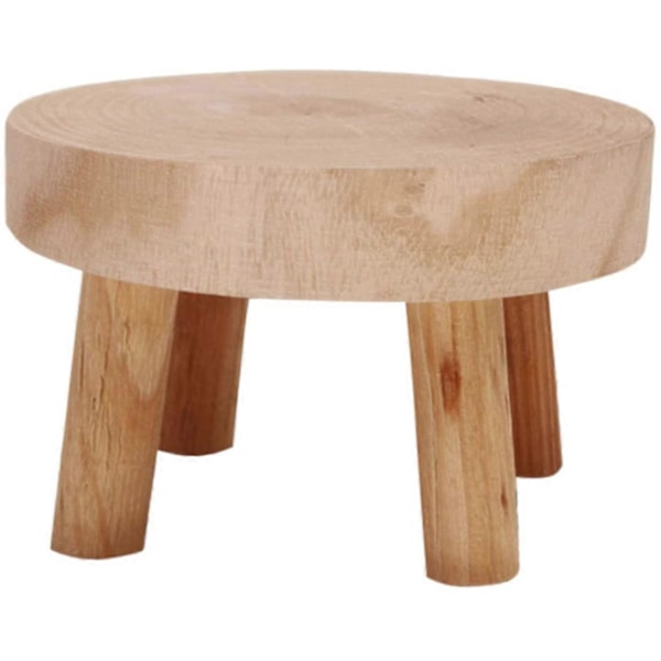 Mini Rund Pall i Naturträ, Blomkrukställ, Trädgårdspall, - 3,5\" Hög Naturträ