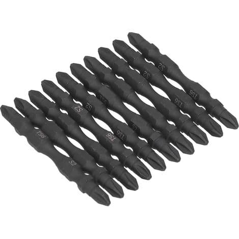 Sett med 10 PH2 doble magnetiske skrutrekkerbits, 1/4 tomme sekskantet skaft, liten modell