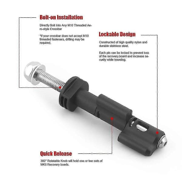 MaxTrax MKII Återhämtningsbrädor Monteringsstift 4-pack Låsbar Design