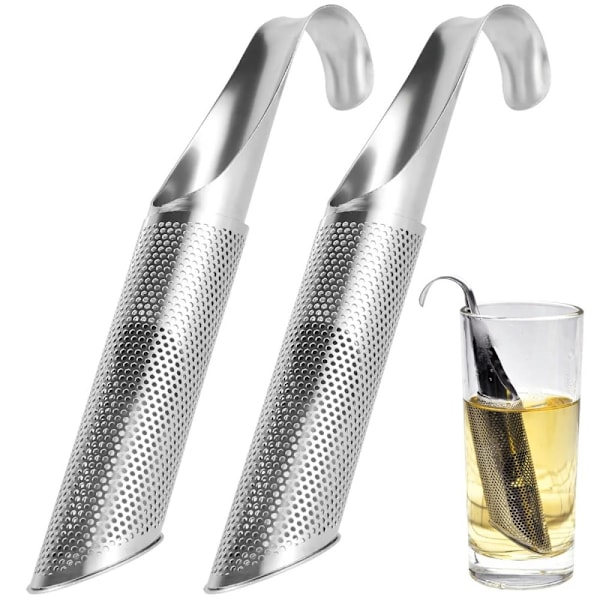 Långt rör teinfuser te-sil 2-pack Silver