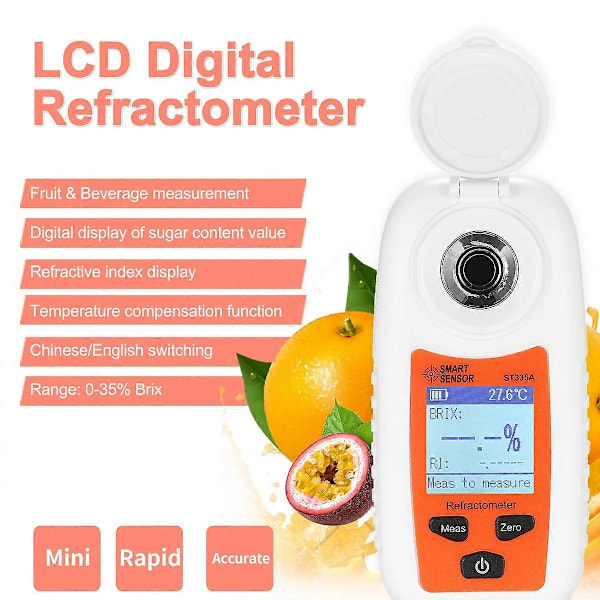 SMART SENSOR ST335A Digital Refraktometer ATC Sockerprocentmätare 0-35% Sockerkoncentrationsdetektor