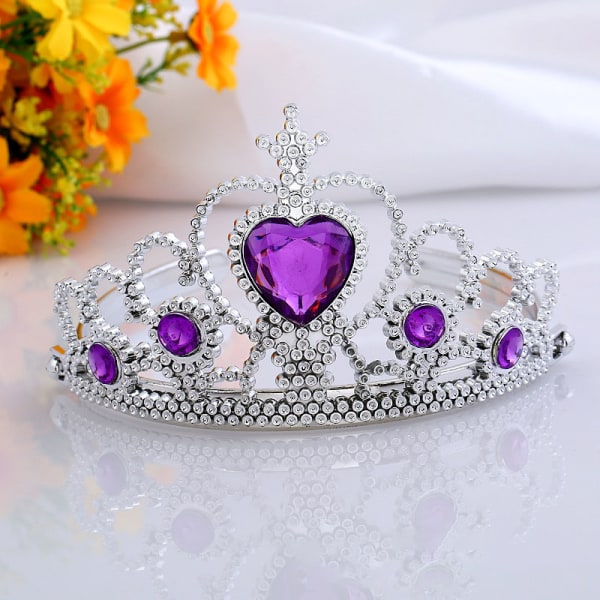1 stk Princess Tiara Crown Dress Up Tiara Girls Dress Up Festtilbehør Purple