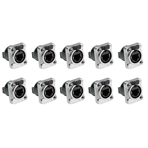 10 stk. Ethernet Rj45 Chassis Socket NE8FDP Ethernet Gjennomgangskontakt IP65 Vanntett A