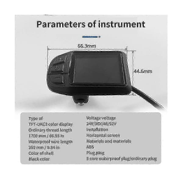 LCD TFT UKC3 Display Hastighed Batteritid Indikator til Elektrisk Cykel 24V 36V 48V Motor Konvertering