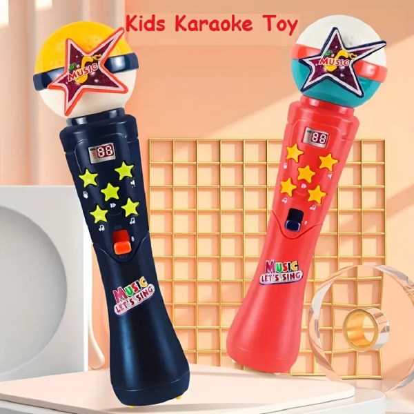 1 stk karaokemikrofon og megafonleketøy for barn, sangstemmeveksler Høyttalerhorn Triksspøk for barn jul