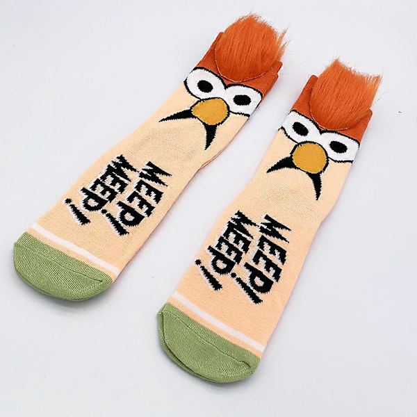 Vuxna The Muppets Beaker Meep Meep Fuzzy Hair Herrar Kvinnor Mid Calf Strumpor