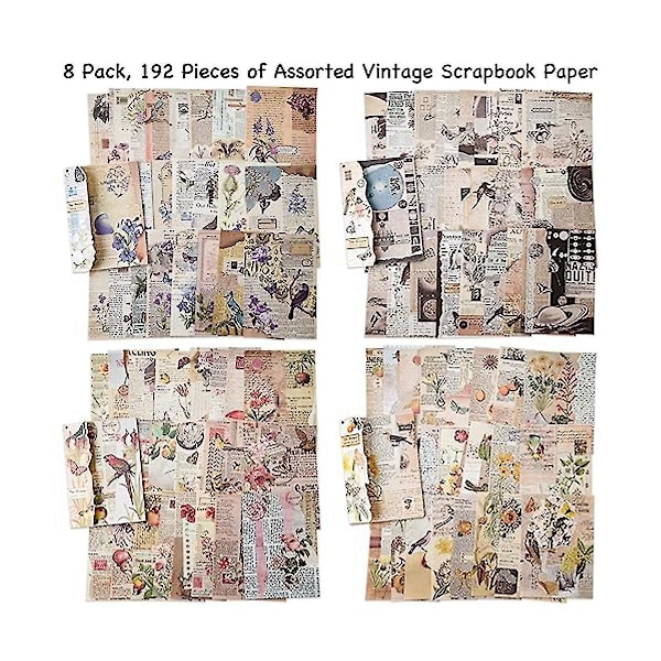 192 Arkkia Leikekirjapaperia, Päiväkirja Leikekirjailutarvikkeet Askartelupaperisetit Vintage-julisteet