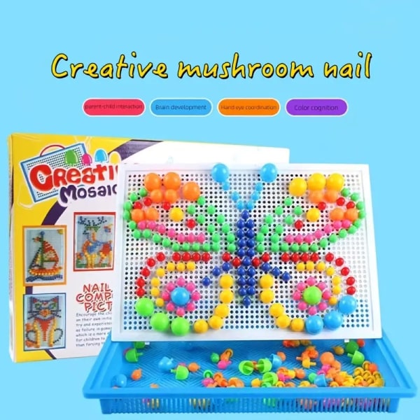 Mushroom Nail Creative Variety Splicing Version Kombination, pedagogiska leksaker för barn, handgjorda monterade byggstenar