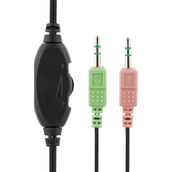 Headset, volymkontroll på kabeln, 2 x 3,5 mm, 2 m kabel