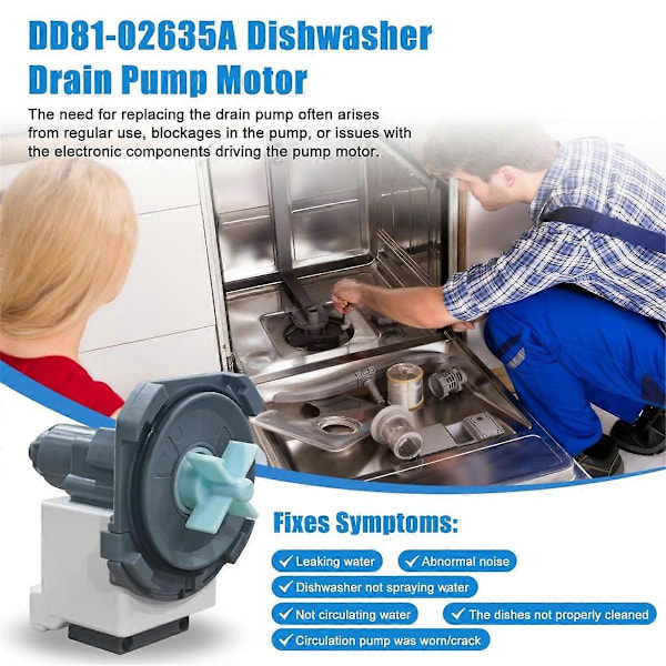 DD81-02635A Diskmaskin Avloppspump B20-3A01 för Diskmaskin Avloppspump DW80R2031US/AA Diskmaskin Ersättningsdelar