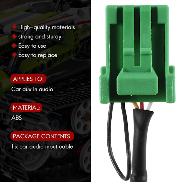 6-pins grønn kontakt Stereo 3.5MM Jack Audio Aux inn MP3 kabel ledning kompatibel for Honda Jazz Fit 2002 2006