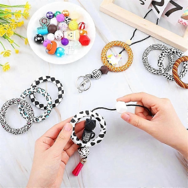 32 st Silikonpärlringar 65mm Runda Silikonringar DIY Nyckelring Halsband Smyckestillverkning Berlocker bs