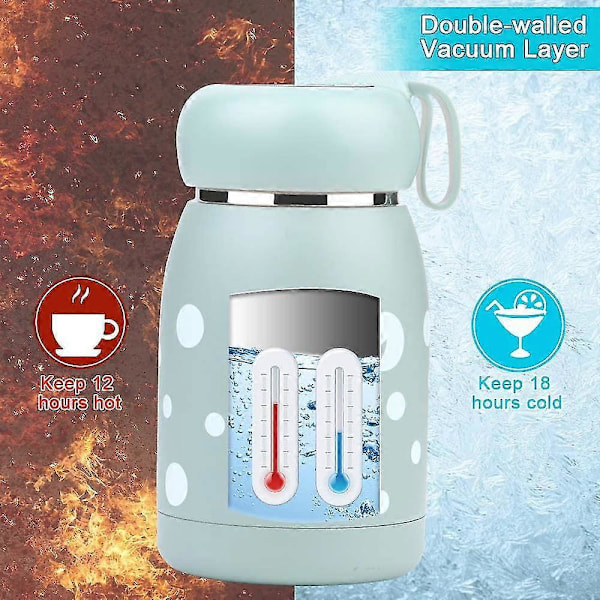 Barne Vannflaske, 320ml Vakuumkolbe i Rustfritt Stål med LED Temperaturdisplay, BPA-fri Smart Termisk Vannkopp for Reise Skole Utendørs