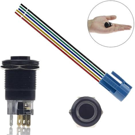 Vanntett selvlåsende trykknapp med LED - 16mm