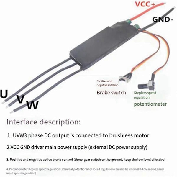 DC 6V-24V 10MP BLDC Tre-Fase DC Børsteløs og Halløs Motor Driver Board 0-4.5V PLC Højhastighed BLDC Børsteløs ESC