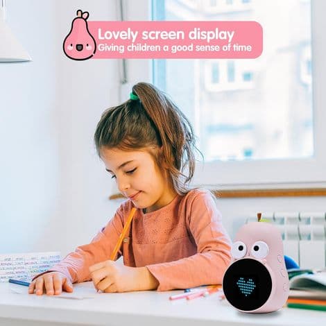 Børnevækkeur med lys, sød pæreform, kreativ sengelampe, programmerbart natlys med snooze- og vækkefunktion, til piger, drenge og børn