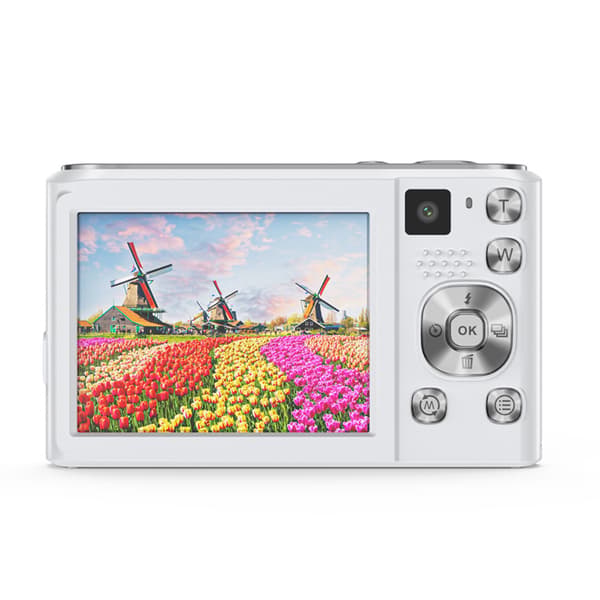 4K HD digitalkamera med front- og bagkamera og stabilisering Hvid