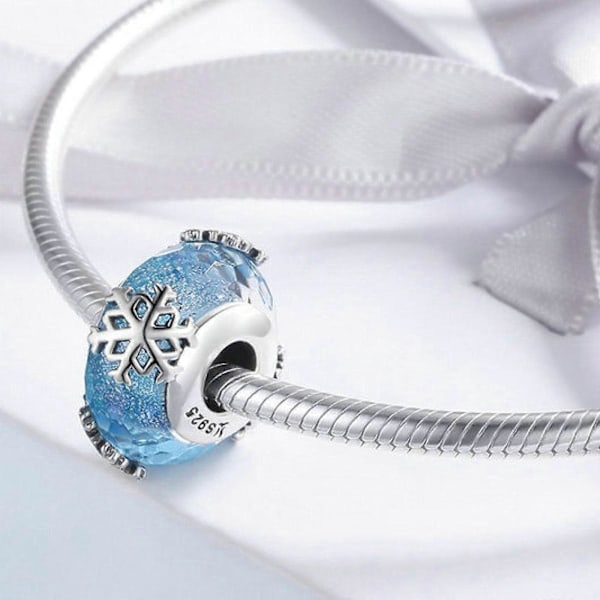 Distanspärla för Kvinnor Lös Pärla Snöflinga Berlock för Armband Halsband DIY