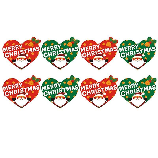 Glædelig jul-klistermærker, 160 stykker hjerteformede papirgaveklistermærker Konvolutforseglingsetiketter til æskekort Juleferie