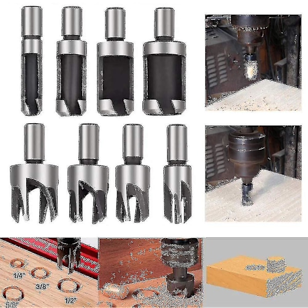 8 st HSS pluggfräs träbearbetningsverktyg träplugg borr träpluggfräs borr 6mm/10mm/13mm/16mm Uwx (dp)