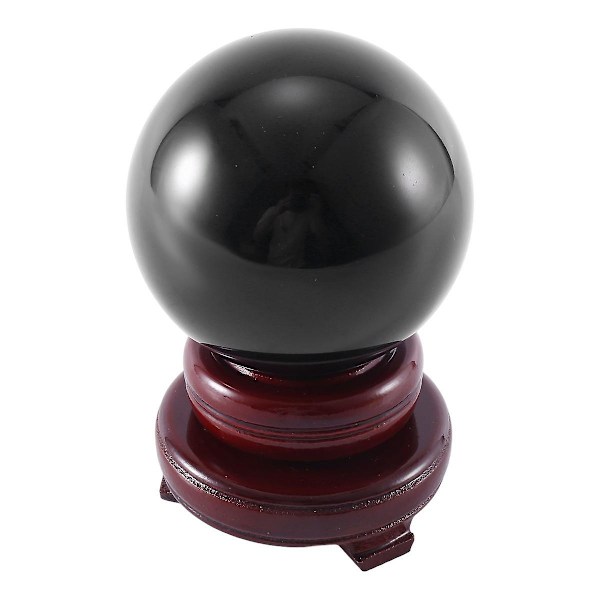 80MM Natural Black Obsidian Sphere Large Crystal Ball Healing Stone With Base